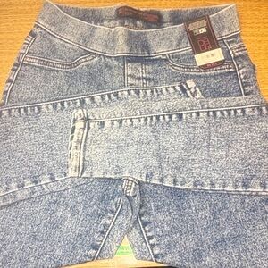 Women's Blue Medium Acid Wash Pull On Legging/Jeans Size 3/5